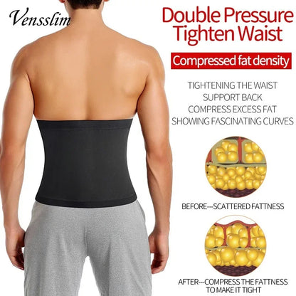 Vensslim Waist Trainer for Men Sauna Belt Slimming Belt Waist Trimmer Sweat Workout Body Shaper Fitness Faja Slim Shapewear