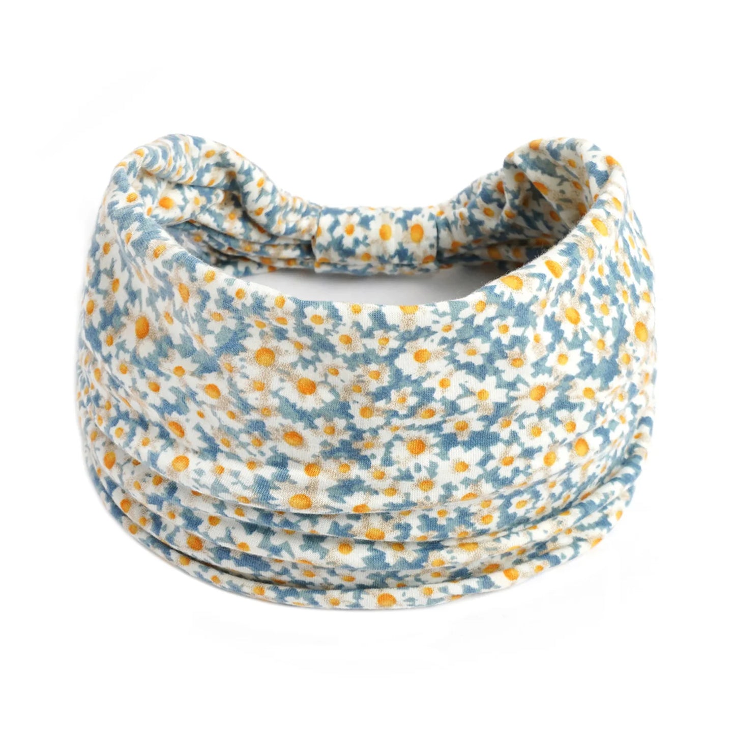 Boho Headbands Wide Knot Hair Scarf Floral Print Hairband Stretch Turban Headwrap Cotton Head Band Fashion Accessories for Women