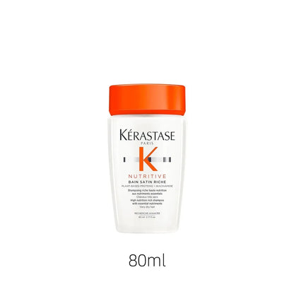 Kerastase Nutritive Bain Satin Shampoo 80/250ml, Gently Cleanses & Replenish Moisture, Shiny, Fine to Medium Dry Hair, Hair Care