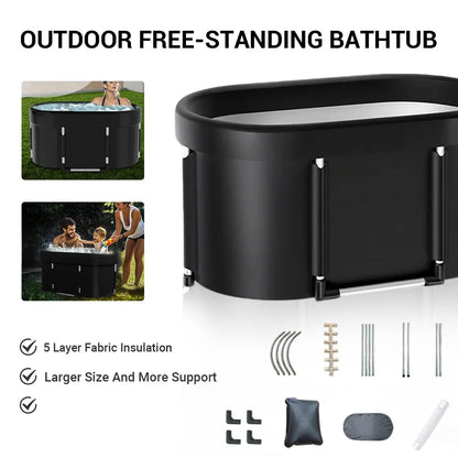 Outdoor cold water bathtub,129 Gallos Portable Inflatable Ice Bathtub Foldable Bucket Athletes Cold Water Therapy Recovery Pod