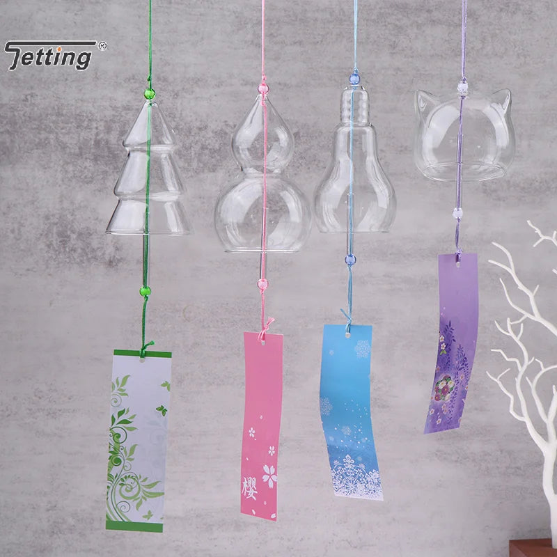 1Pcs Transparent Glass Wind Chimes WIndows Wind Bell Hanging Outdoor Garden Decor Garden Chimes Japanese Room Decor DIY Crafts