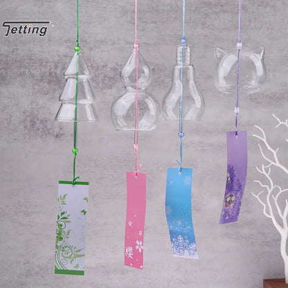 1Pcs Transparent Glass Wind Chimes WIndows Wind Bell Hanging Outdoor Garden Decor Garden Chimes Japanese Room Decor DIY Crafts