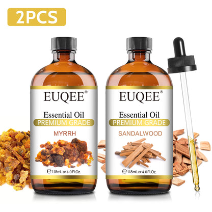 EUQEE 118ml (4 fl. oz) Pure Essential Oil-Sweet Orange Bergamot Cinnamon Lavender Tea tree Premium Aromatherapy Oil for Diffuser
