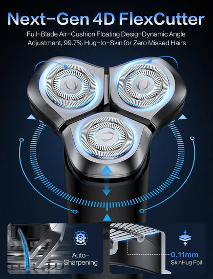 Electric Razor for Men 3 Blade Rotary Shaving Machine Touch Switch Type C Fast Charging Travel Lock Men's Electric Shaver