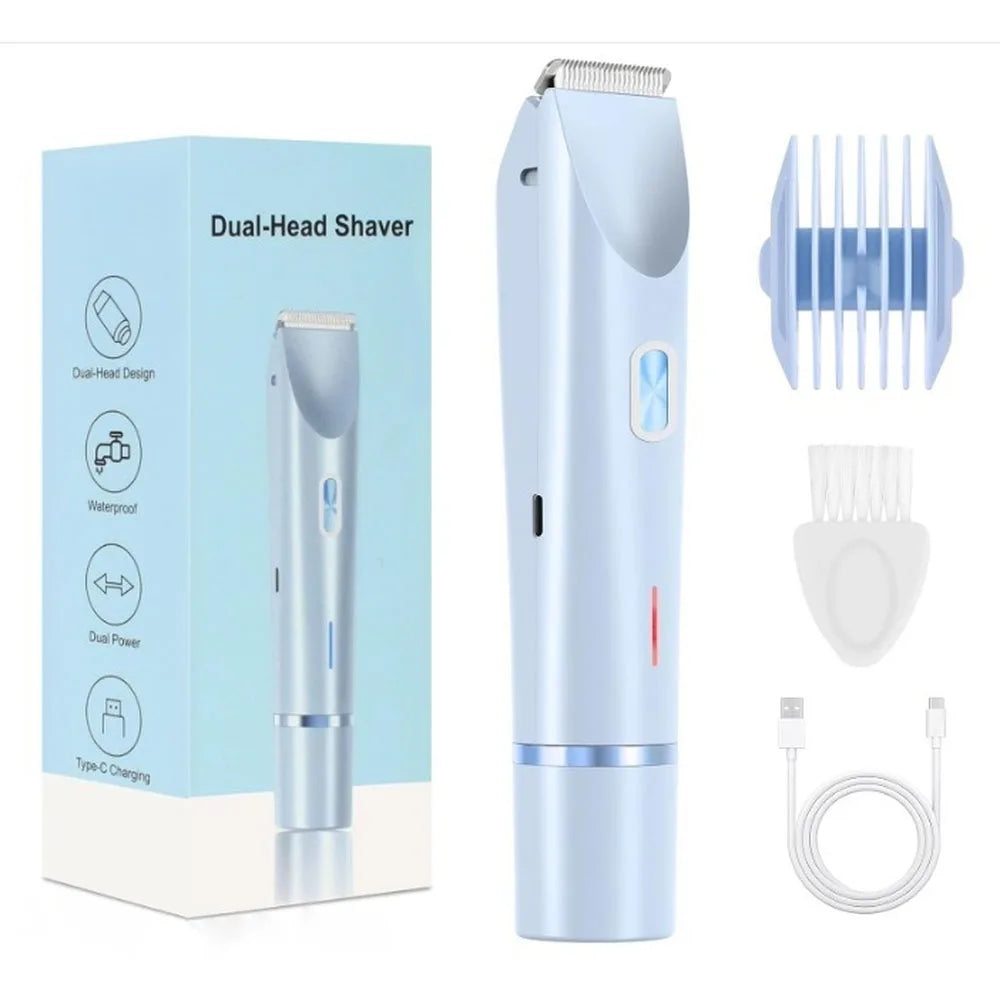 Electric Razors for Women 2in1 Bikini Trimmer Facial Mustache Shavers for Ladies Body Underarms Legs Portable Painless Epilator
