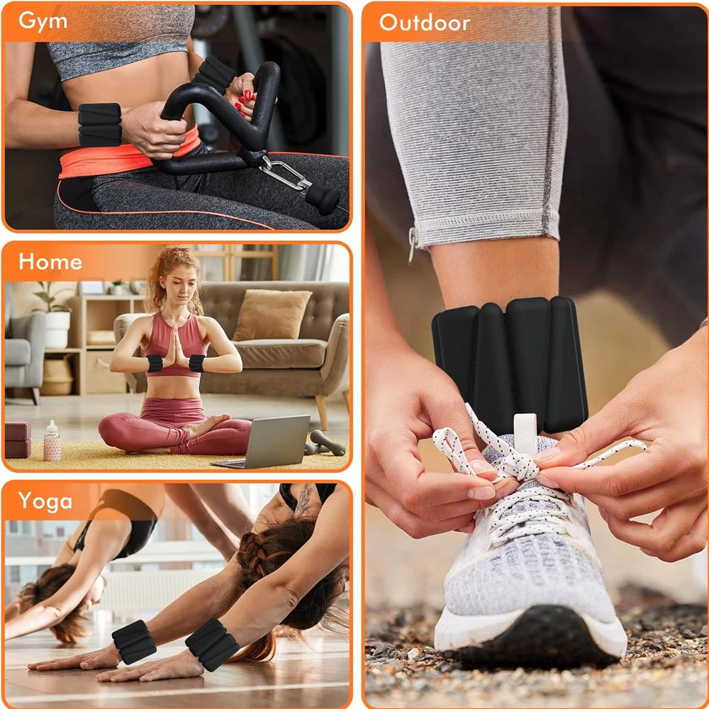 1Pair Ankle Weights for Women,2 lbs/4 lbs Adjustable Wrist Arm Weights for Women & Men Yoga Training Walking Jogging Aerobics