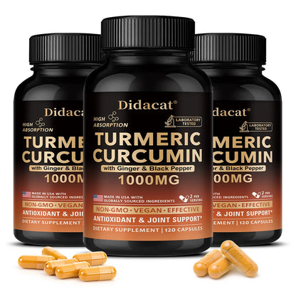 Organic Turmeric Curcumin with Black Pepper Extract - High Absorption Ultra Potent Supplement, Joint Support, 120 Capsules