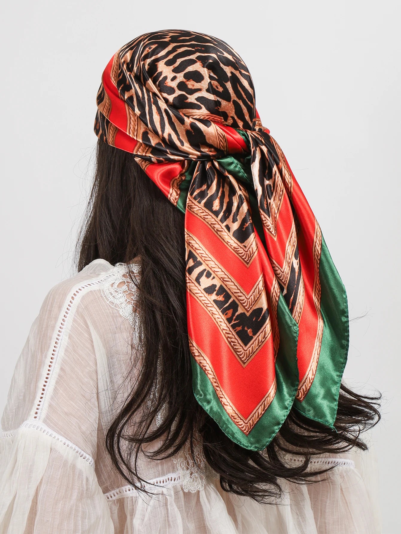 Head Scarf Women Luxury Brand Square 90*90cm Silk Foulard Satin Bandana Soft Neckerchief Hijab Hair Scarves For Ladies