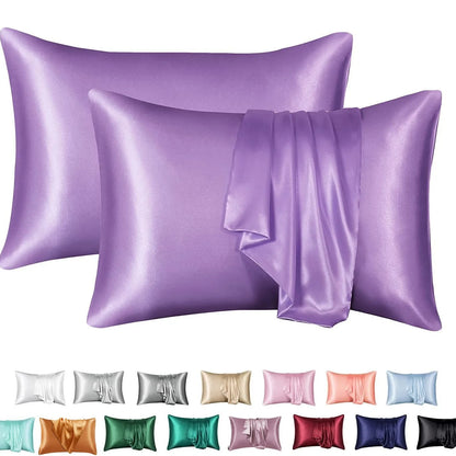 2pcs Satin Pillowcase for Skin and Hair, Satin Pillow Cases Set of 2 Soft Breathable Smooth Cooling Pillow Covers for Sleeping