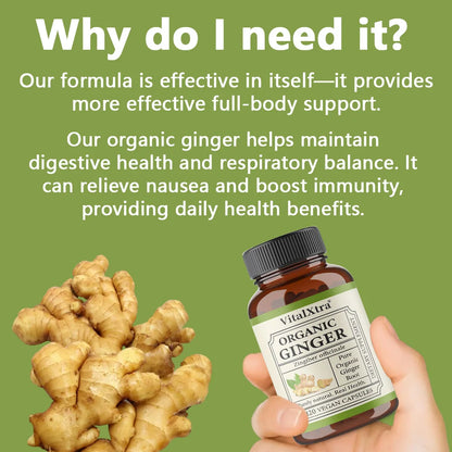 Organic Ginger Root Capsules 950 Mg-Natural Ginger Supplement That Boosts Immunity and Digestion, and Promotes Blood Circulation