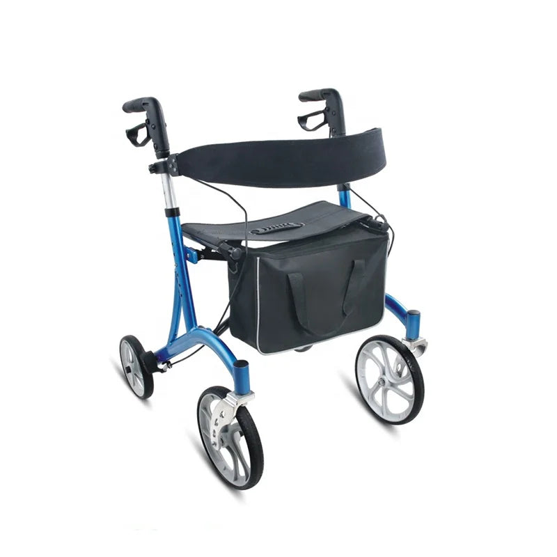 European Style Ultra Lightweight Folding Walker 4 Wheels Shopping Cart Rollator With Seat