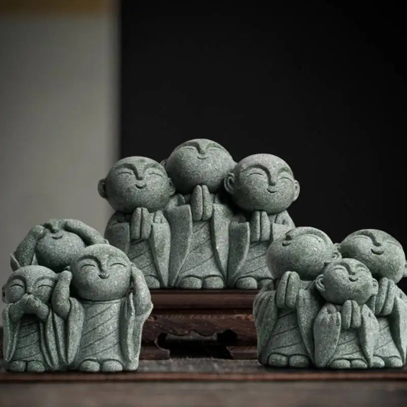 Yard Stone Statue Little Buddhist Ornament Garden Buddhist Statues Decor Suitable for Gardening Aquarium Decoration Ornament