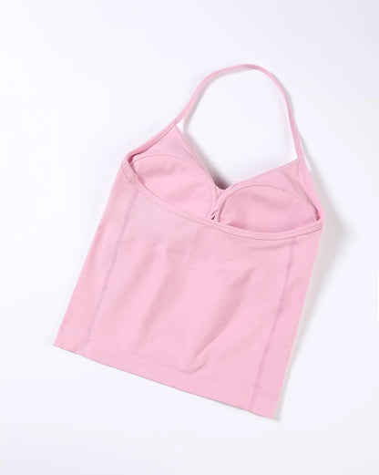 Workout Sets for Women 2 Pieces,  Strappy Top Women's Halter Workout Tank Tops+Scrunch Butt Lifting Booty Gym Yoga Biker Shorts