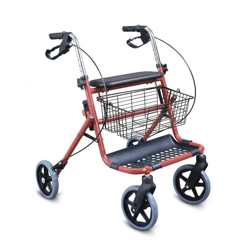 European Style Ultra Lightweight Folding Walker 4 Wheels Shopping Cart Rollator With Seat
