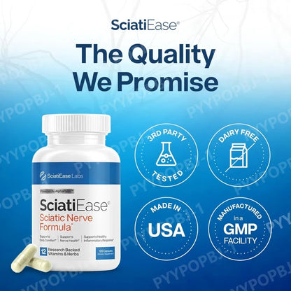 SciatiEase Sciatic Nerve Health Support Supplement with AlphaPalm Pea Vitamin B Complex and Alpha Lipoic Acid 300mg 120ct
