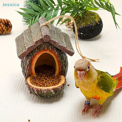 ♥Natural Bark Bird House – Weatherproof Hanging Bird Nest Feeder for Wild Birds & Garden Decoration