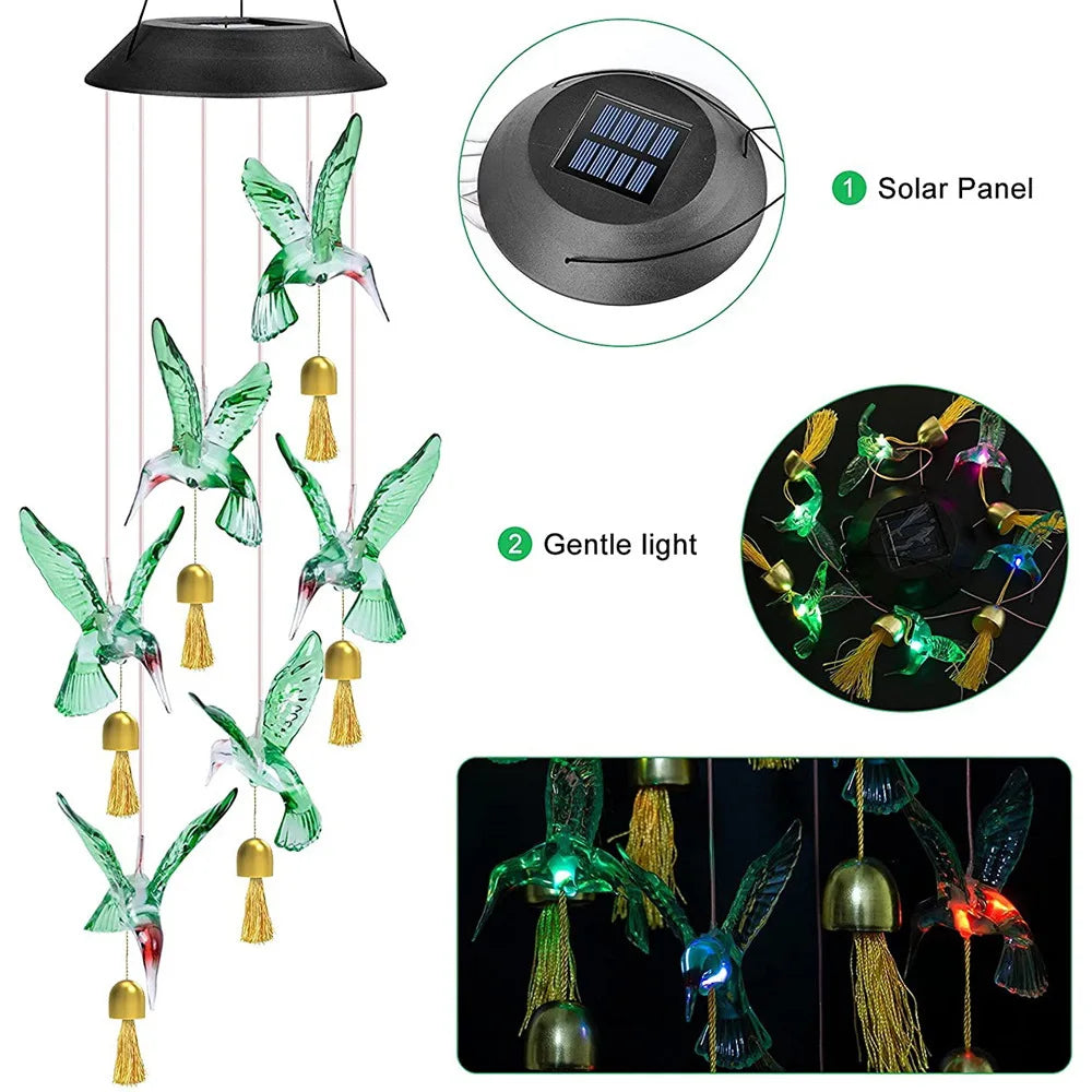 Household Wind Chimes Solar Power Generation for Courtyard and Outdoor Decoration Wind Chimes and Pendants Butterfly Wind Chime