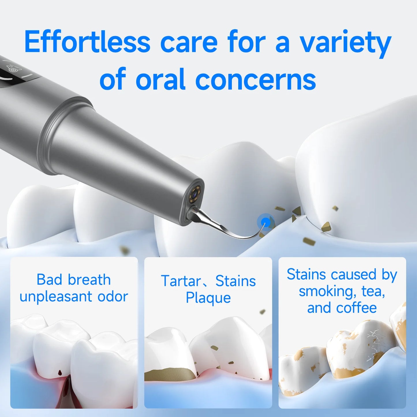 CURVY MOON Visible Electric Ultrasonic Tooth Cleaner with Camera Tartar Remover Tooth Stain Cleaning Tools Teeth Whitening Care