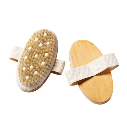 Body Brush Natural Boar Bristle Dry Skin Massage Body Brush Bamboo Wet Back Shower Brushes for Exfoliation