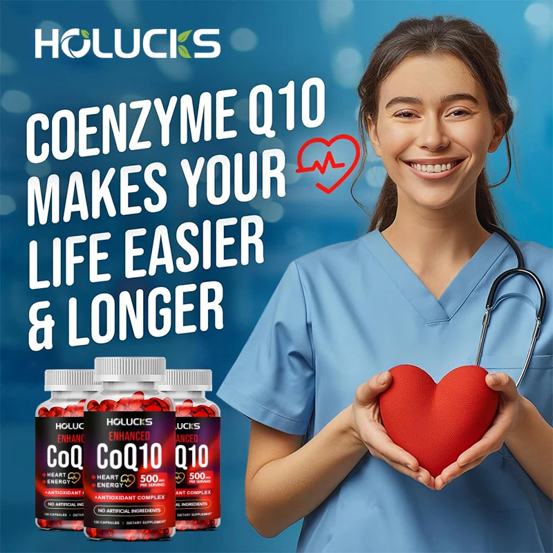 CoQ10 Supplement, for Cardiovascular & Heart Health, Anti-Aging, Energy Boost, Promote Vitality, Super Absorption, Non-GMO