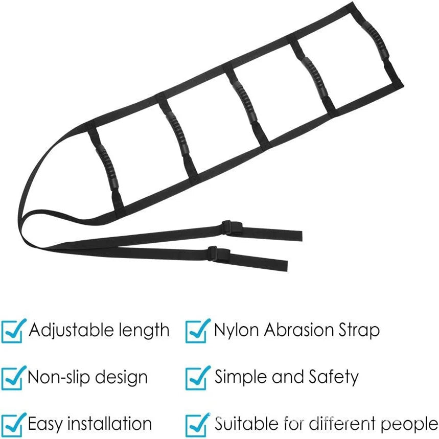Elderly Get Up Aid Bed Ladder Assist Strap Disabled Get Up Assist Belt with Handrail Pull Up Sit Up Rope Ladder Lifting Assist