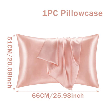 Silk Satin Pillowcase Simple Solid Color Pillow Cover Bedding Household Smooth Multicolor Satin Pillowcase Household 66x51cm