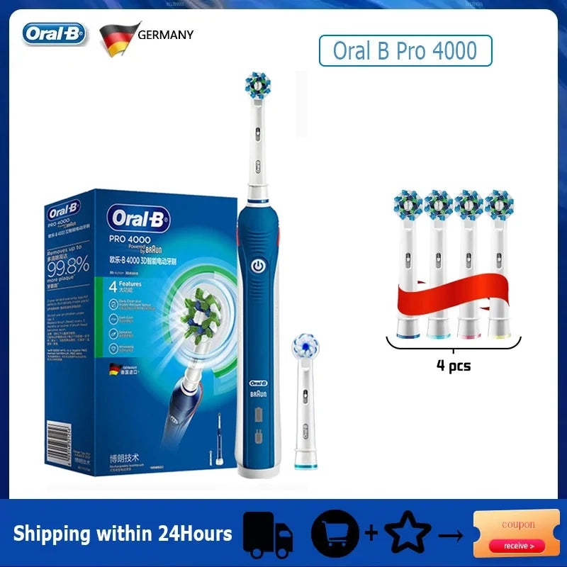 Oral B Electric Sonic Toothbrushes 3D Rotation Teeth Daily Whitening Gum Care Smart Pressure Sensor Rechargeable Waterproof