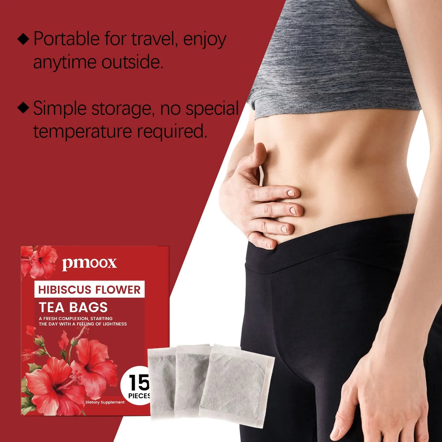 Hibiscus Herbal Refreshing Tea Gentle Care Help Tone and Firm the Body Enhance Body Contours Daily Long-Lasting Care Tea Lazy