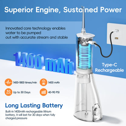 New Water Floss F29 Portable Water Flosser USB Rechargeable Oral Water Jet Pick Flosser 4 Jet Tip Teeth Cleaner