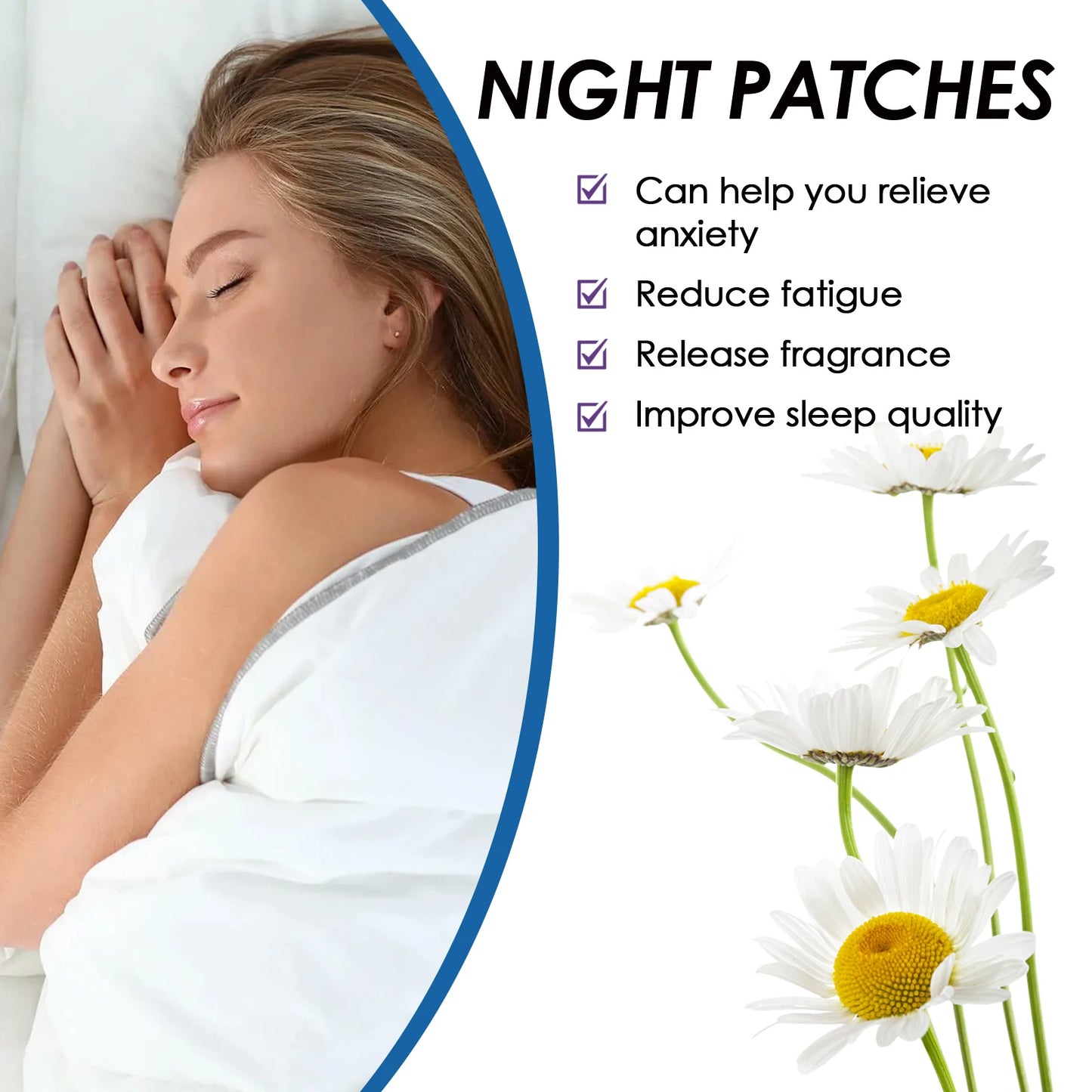 Sleep Care Patch Improves Sleep Quality Soothes Nerves Jasmine Lavender Citrus Bluebell Scent Lightweight & Portable Sleep Patch