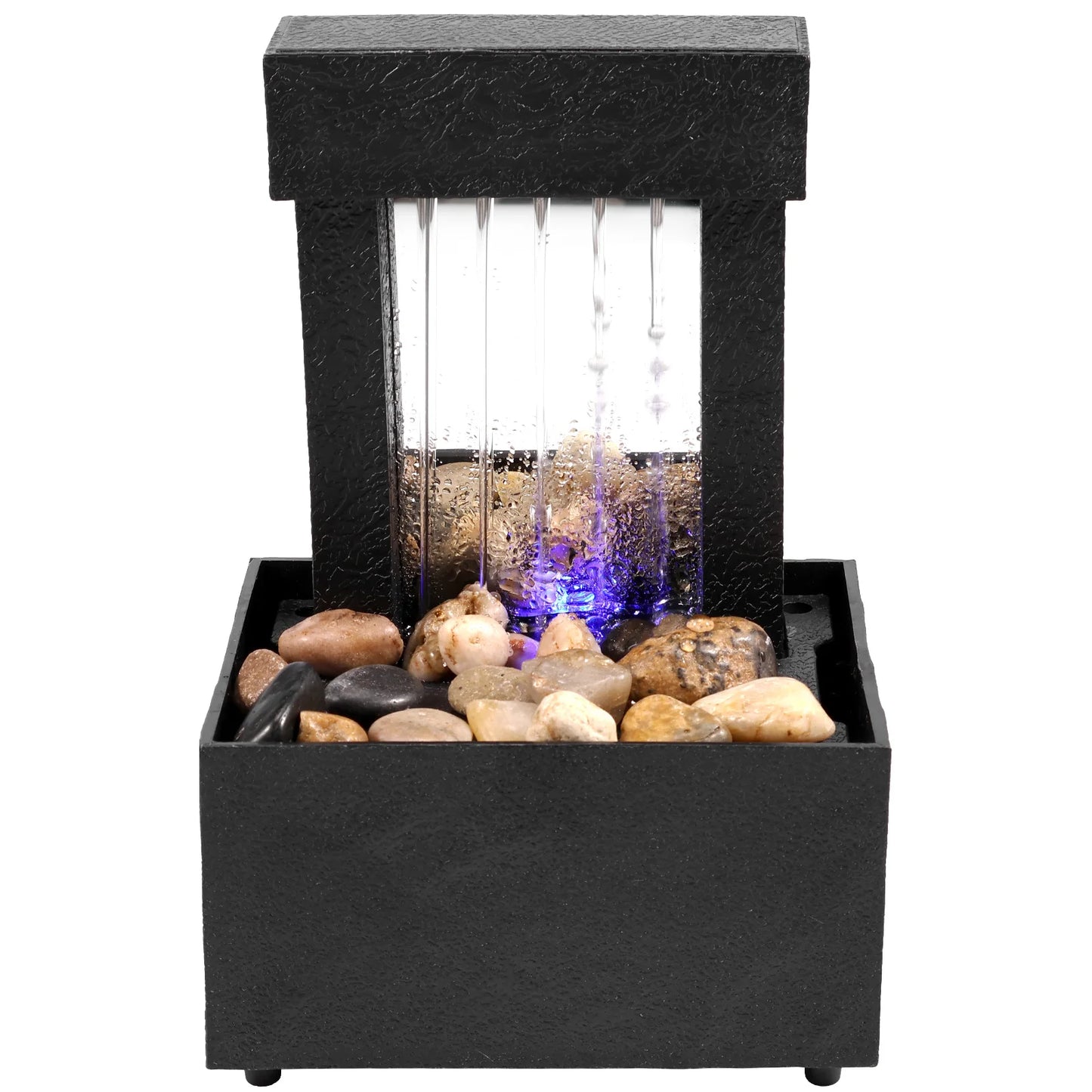 Tabletop Fountain with Light Battery/USB Operated Mini Desktop Waterfall Decoration Creative Flowing Water Fountain Ornaments