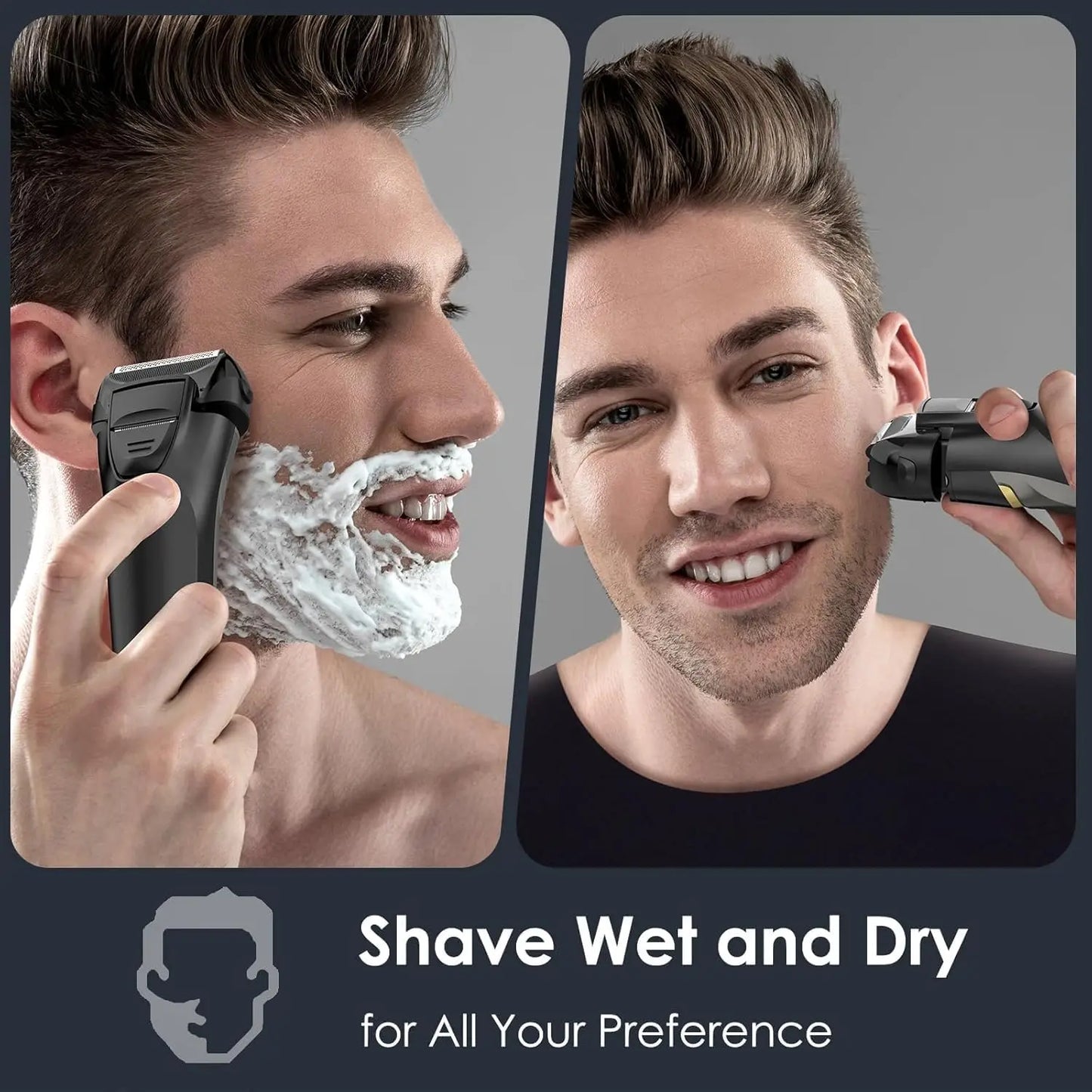 Electric Razor for Men Face Cordless Rechargeable Waterproof Foil Shaver with LED Display for Beard Trimming Razors