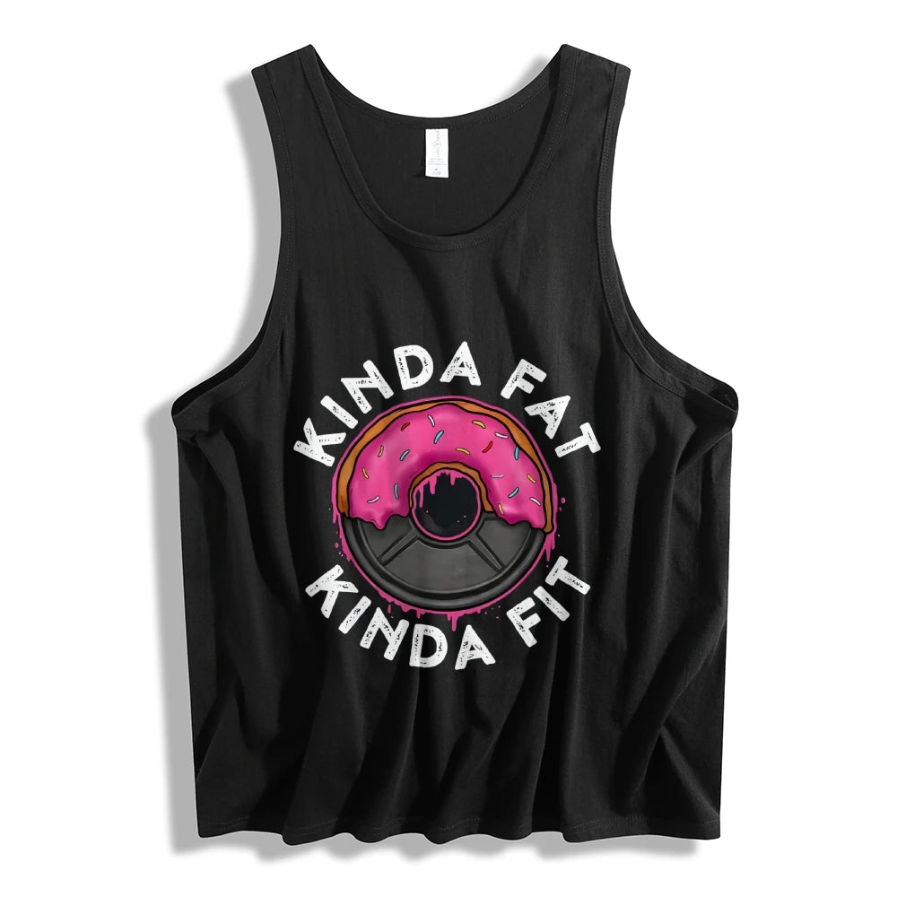 Kinda Fat Kinda Fit Graphic Vest Sleeveless Men Tank Tops Workout Gym T Shirt Fitness Tops For Training Gym Man Muscle Vest