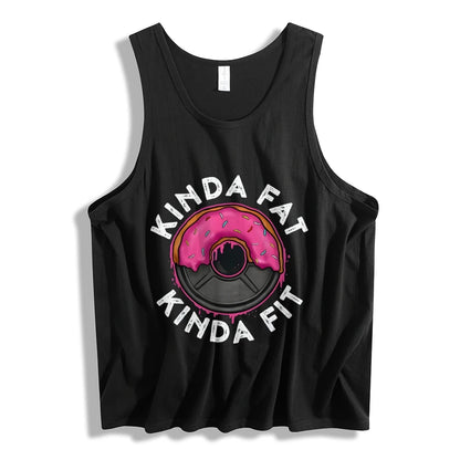 Kinda Fat Kinda Fit Graphic Vest Sleeveless Men Tank Tops Workout Gym T Shirt Fitness Tops For Training Gym Man Muscle Vest