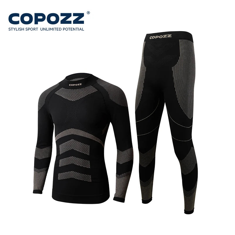 COPOZZ Women Men 3A Antimicrobial Ski Thermal Underwear Fitness Workout Gym Snowboard Sport Pressure Supports Warm Long Johns