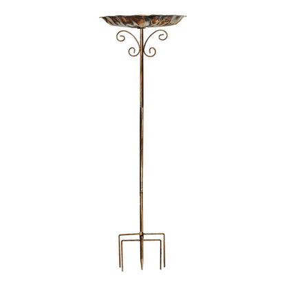 Bird Bath Bowl Garden Birdfeeder Heavy Duty Metal Easy Assembly Decorative