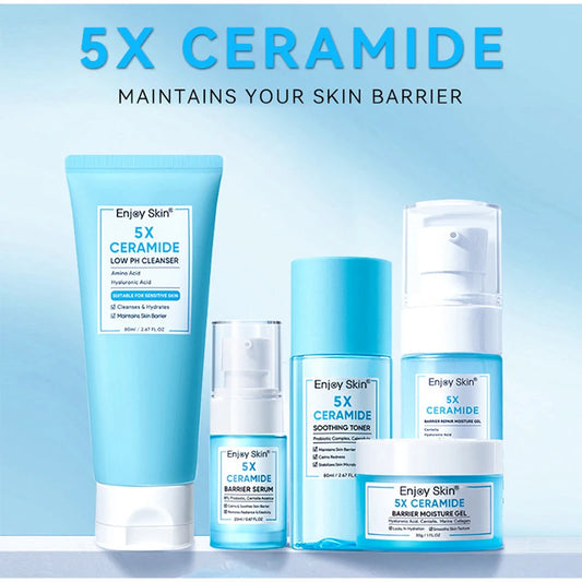 Facial Skincare Set Lasting Moisturizing Smooth Clean Ceramide Facial Cleanser Toner Serum Moisturizing Cream Suit All Skin Type