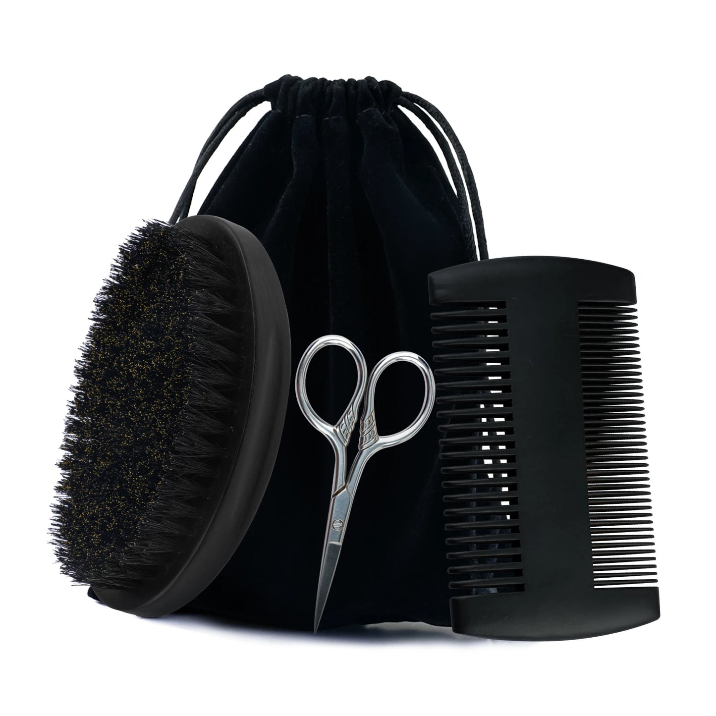 Boar Bristle Wood Beard Brush Kits With Gift Bag Professional Soft Hairdresser Shaving Brush Comb Set Men Mustache Combs