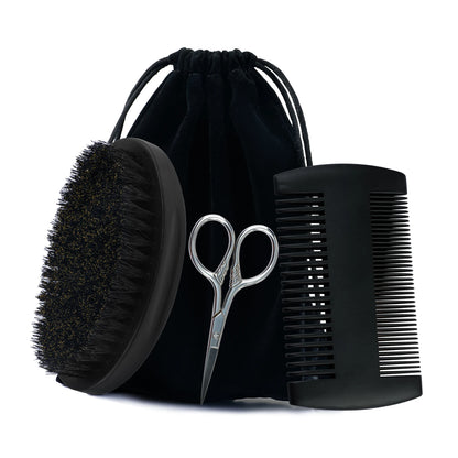 Boar Bristle Wood Beard Brush Kits With Gift Bag Professional Soft Hairdresser Shaving Brush Comb Set Men Mustache Combs