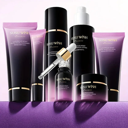 Luxurious and Elegant Nine-Piece Moisturizing Essence Set, Including Cleansing Milk, Essence Water, Essence Lotion, Essence Serum*3, Moisturizing Cream, Eye Cream, Sleeping Mask, Containing Niacinamide, Centella Asiatica Extr