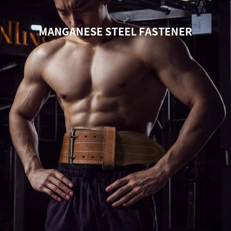 Powerlifting Fitness Belt Squat Deadlift Men's Weightlifting Sports Waist Protection Weight Training Protective Equipment Cowhid