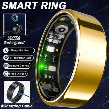 2025 New Smart Ring Blood Oxygen Heart Rate Sleep Monitor Sports GPS Tracking Remote Care 10ATM Waterproof Men Women Smartring