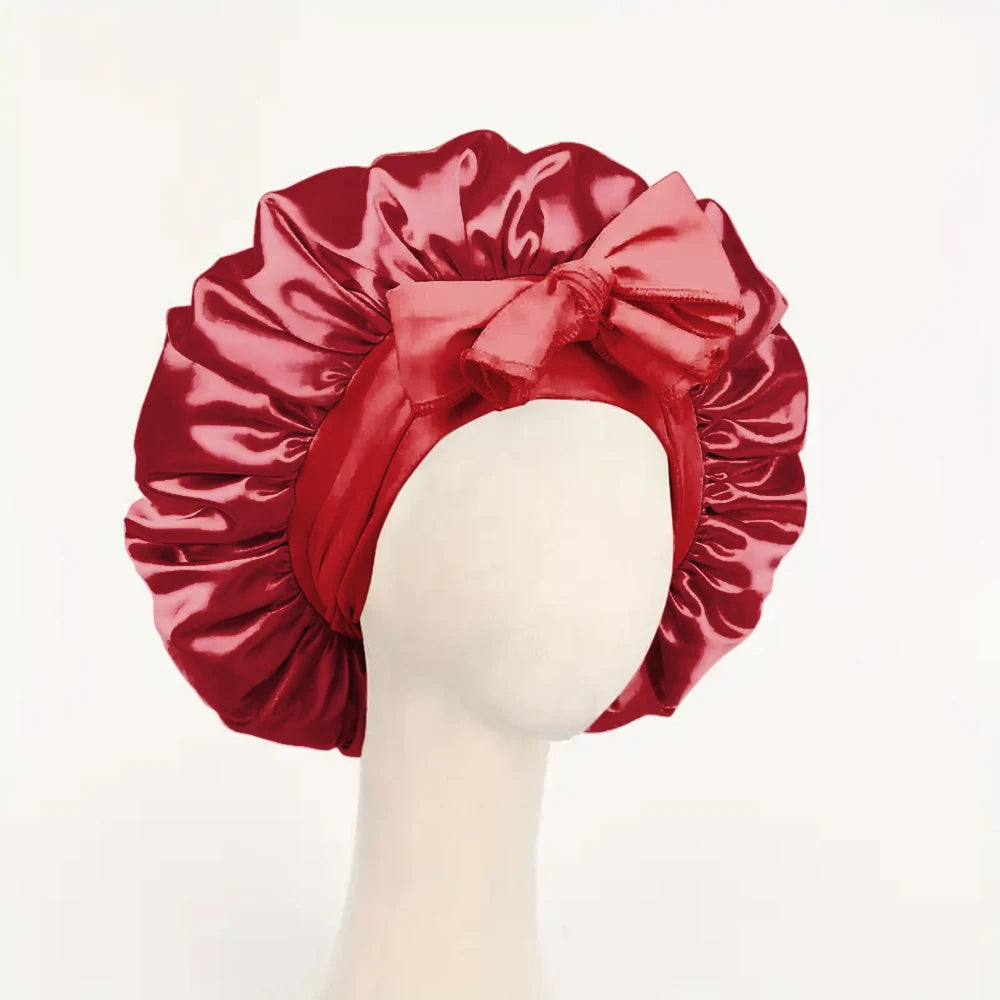 Silk Bonnet for Sleeping Women Satin Night Sleep Cap with Tie Band Scarf Wrap Hair Bonnet for Curly Hair Shower Caps  for Bath