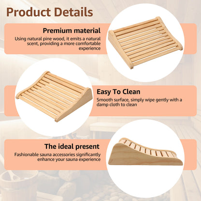 2Pcs Sauna Headrest Wood Neck Pillow Ergonomic Design Infrared Sauna Headrest Comfortable Headrest Support Sauna Accessories