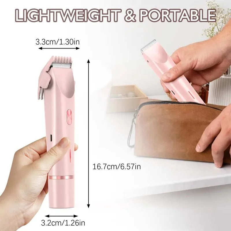 Electric Razors for Women 2 in 1 Electric Shaver for Pubic Hair Trimmer IPX7 Waterproof Wet&Dry Use Bikini Shaver for Body