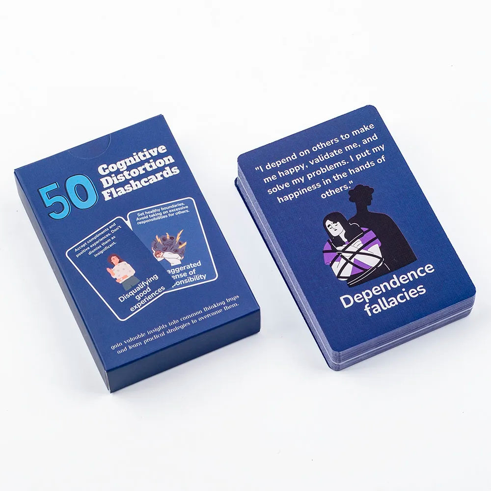 50pcs Mental Wellness Flashcards Cognitive Distortion & Thinking Traps Coping Skills Emotional Regulation Board Game