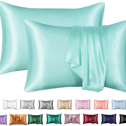 2pcs Satin Pillowcase for Skin and Hair, Satin Pillow Cases Set of 2 Soft Breathable Smooth Cooling Pillow Covers for Sleeping