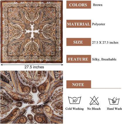 1 Pcs 27.5 Inches Satin Head Scarf Silk Like Hair Scarf Stain Bandana Hair Wrap Neck Scarf for Women(Brown)