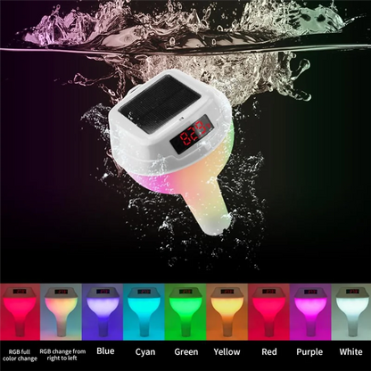 Digital Pool Thermometer Floating With Easy Read Solar Panel, LED Screen, IP68 Waterproof And RGB Light For Swimming Poolsabkw