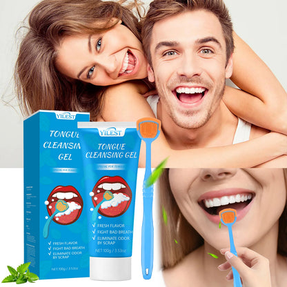 100g Tongue Cleaning Gel with Brush Oral Care Removal Odor Health Fresh Breath Care Dental Hygiene Tools Coating Cleaning Kit